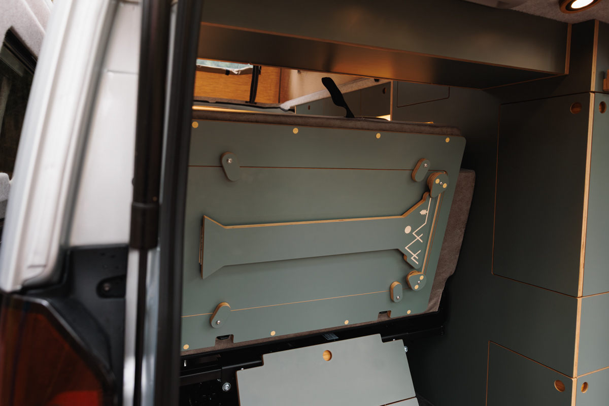 Interior table stored away