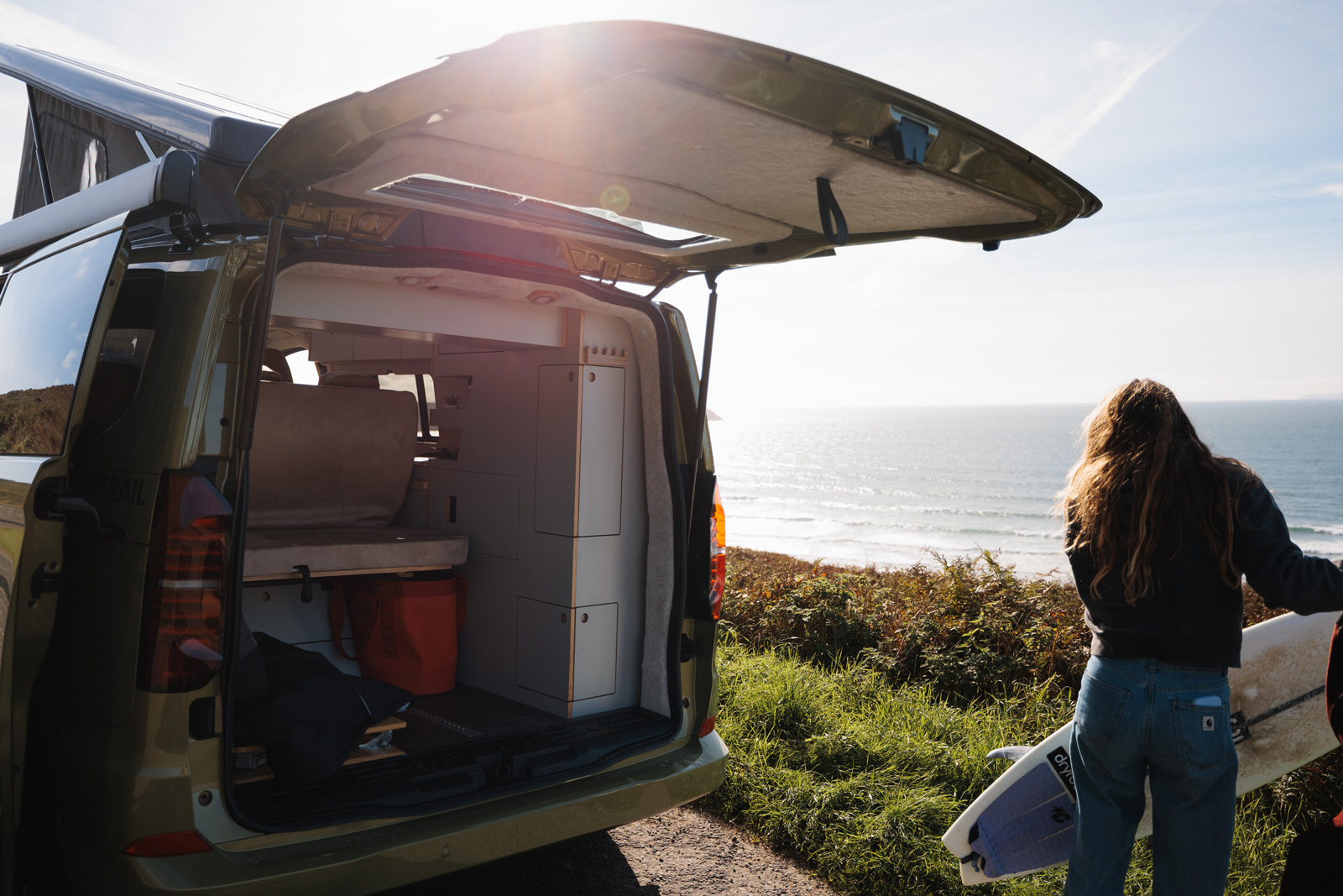 Tailgate open on the clifftop